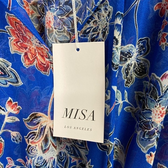 MISA Dominique Ruffle Mini Dress Sireneuse Floral Blue Red Size Medium NWT - Picture 10 of 11